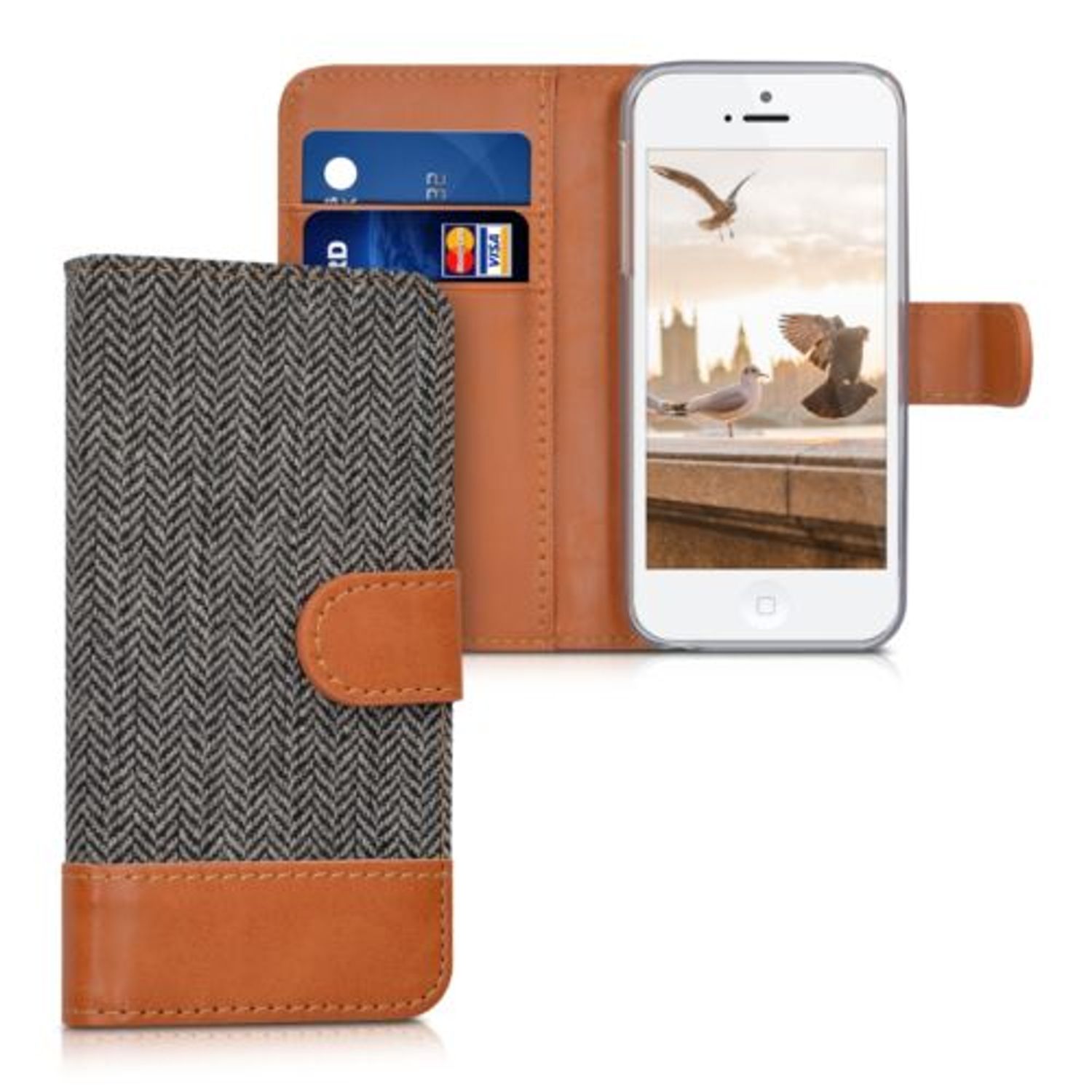 Husa pentru Apple iPhone 5/iPhone 5s/iPhone SE, Textil, Gri, 35222.19 fotografia produsului