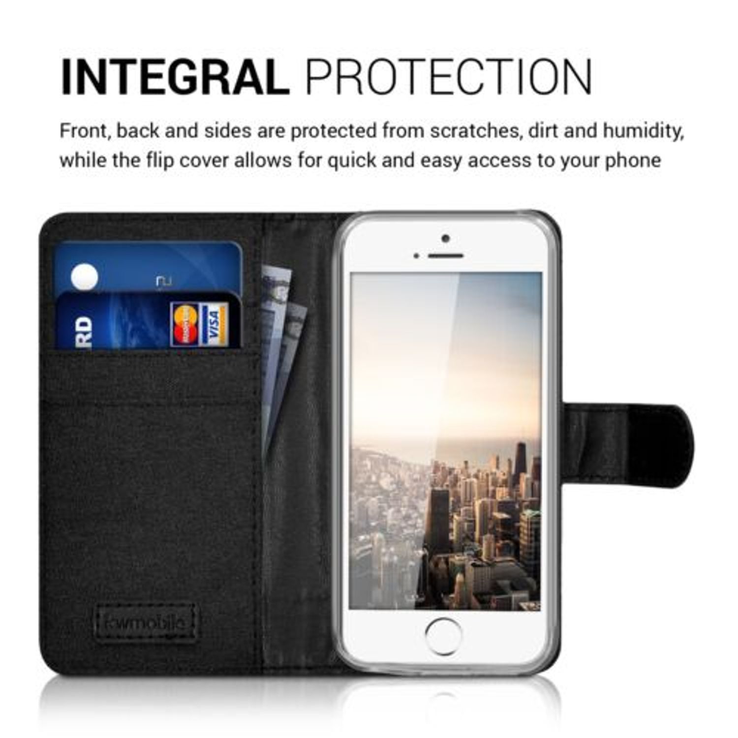 Husa pentru Apple iPhone 5/iPhone 5s/iPhone SE, Textil, Negru, 35222.73 fotografia produsului View 5 L