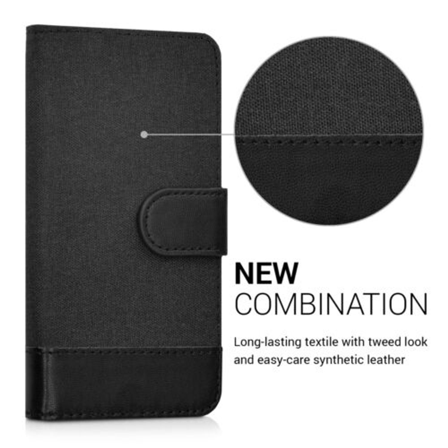Husa pentru Apple iPhone 5/iPhone 5s/iPhone SE, Textil, Negru, 35222.73 fotografia produsului View 3 L