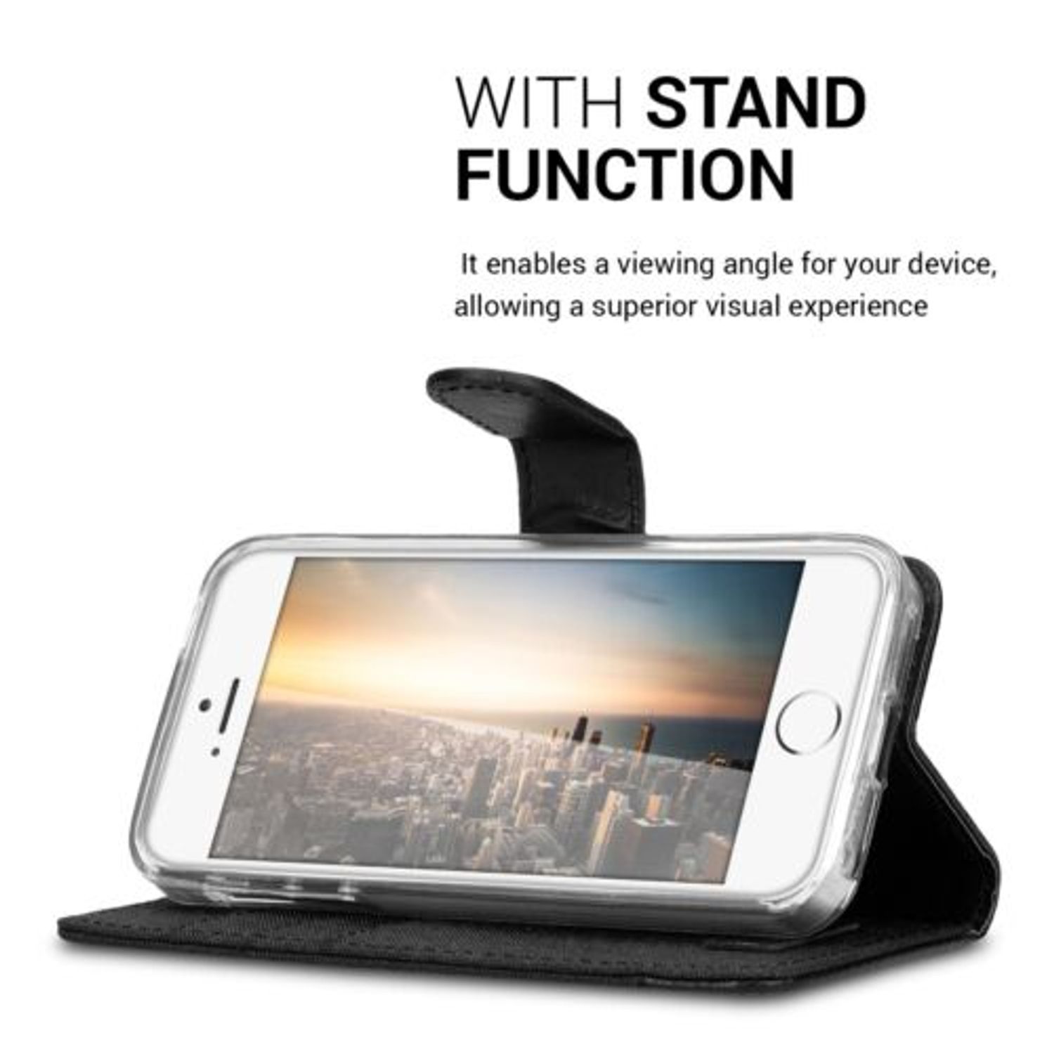 Husa pentru Apple iPhone 5/iPhone 5s/iPhone SE, Textil, Negru, 35222.73 fotografia produsului View 7 L
