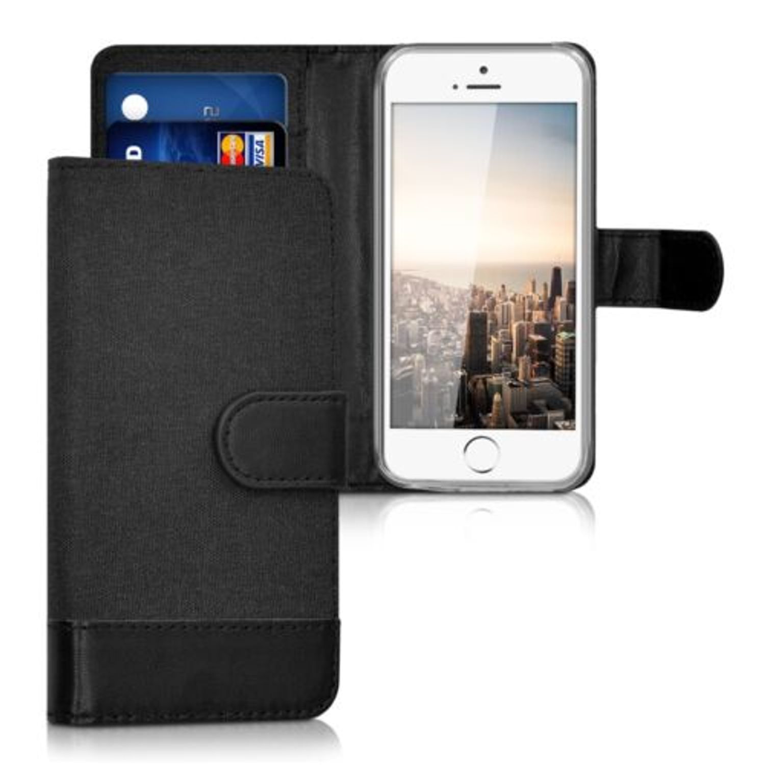 Husa pentru Apple iPhone 5/iPhone 5s/iPhone SE, Textil, Negru, 35222.73 fotografia produsului