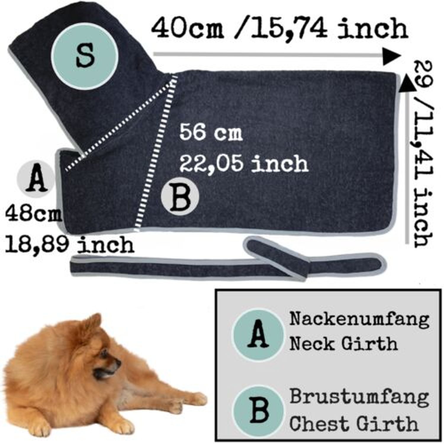 Halat de baie pentru caini Homelevel, S, Albastru, Bumbac, 54844.73.1 fotografia produsului View 4 L