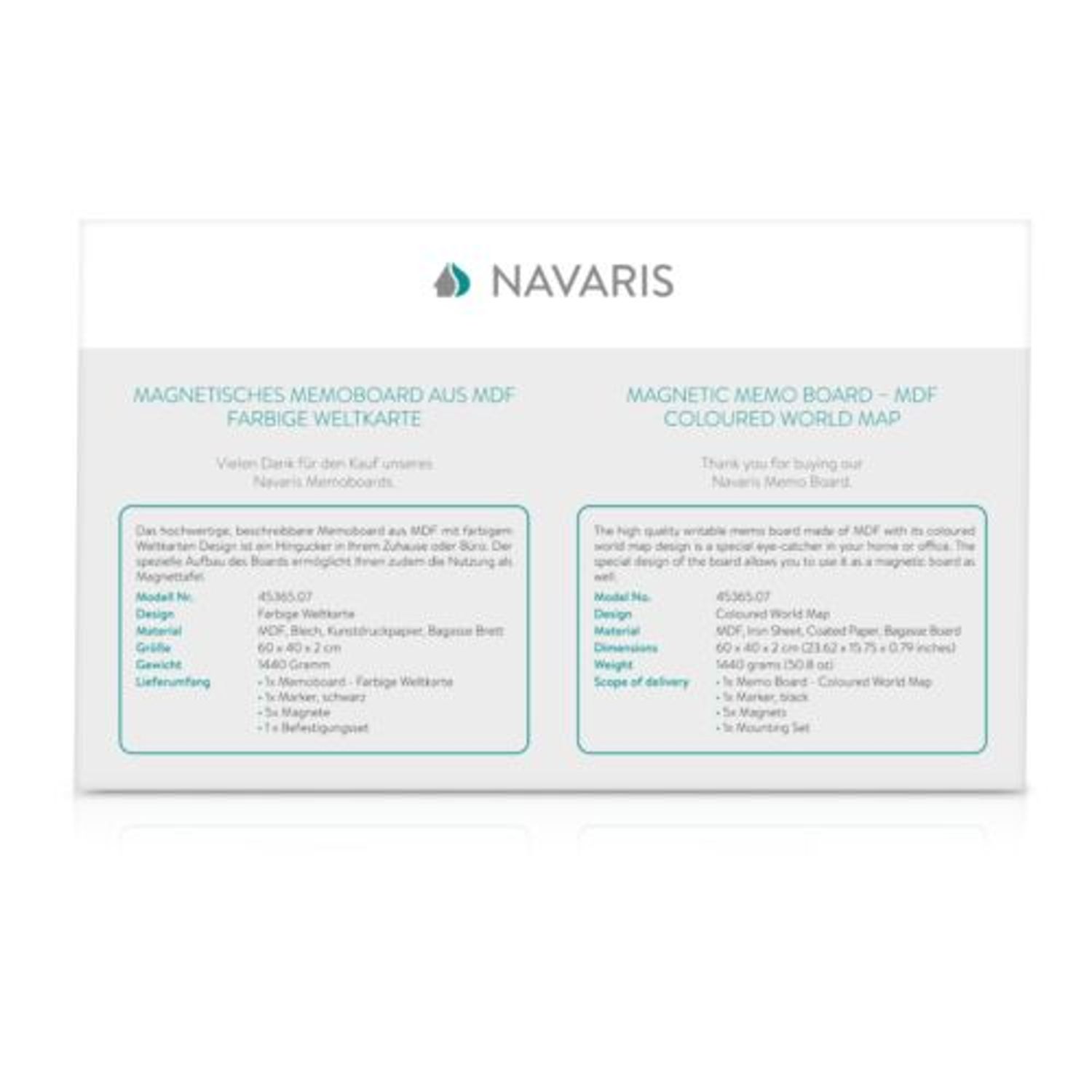 Tabla magnetica Navaris, MDF, 60 x 40 cm, marker, magneti, 45365.07 fotografia produsului View 7 L