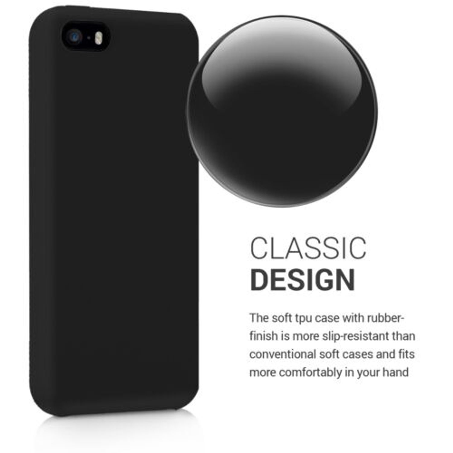 Husa pentru Apple iPhone 5/iPhone 5s/iPhone SE, Silicon, Negru, 42766.01 fotografia produsului View 4 L