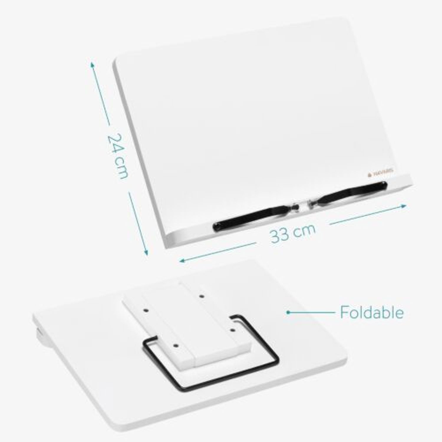 Suport pentru carti din bambus Navaris, 2 brate reglabile, 33 x 24 cm, Alb, 52801.2.02 fotografia produsului View 4 L