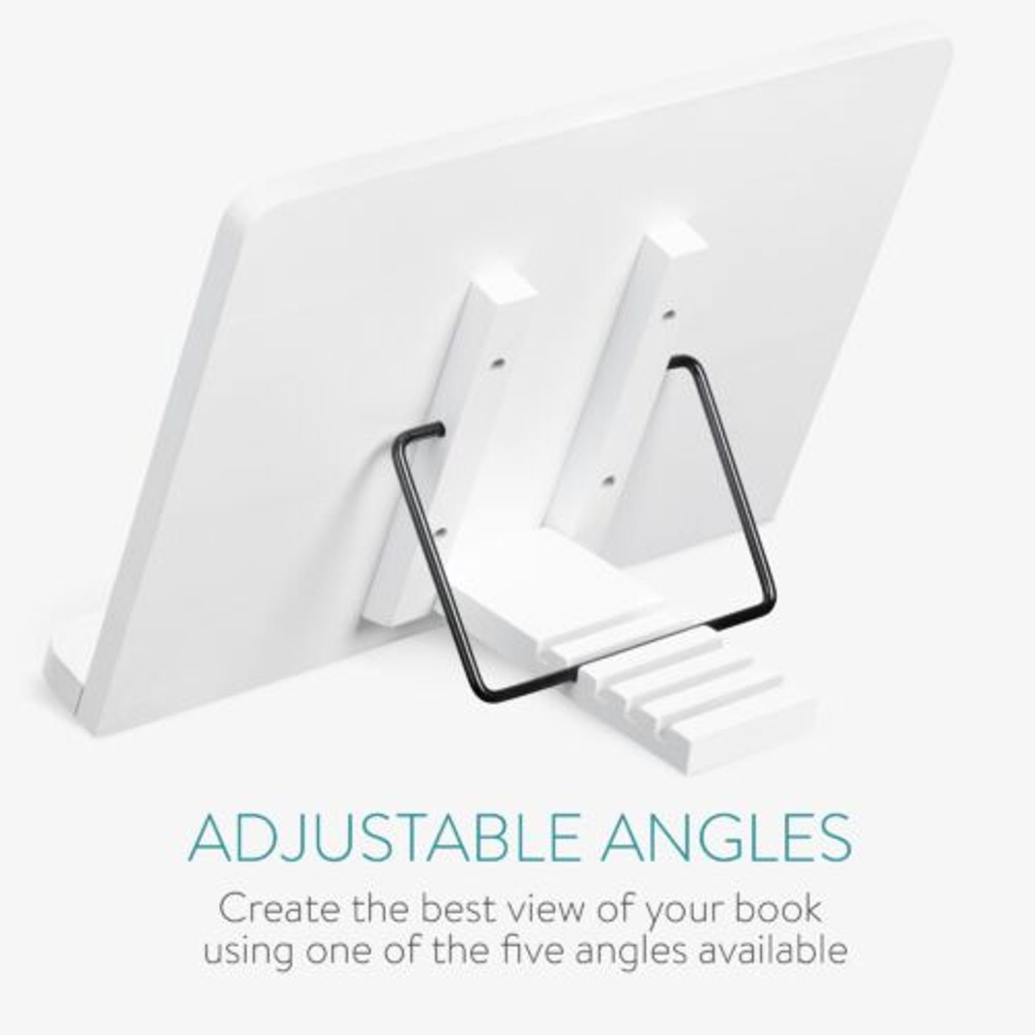 Suport pentru carti din bambus Navaris, 2 brate reglabile, 33 x 24 cm, Alb, 52801.2.02 fotografia produsului View 6 L