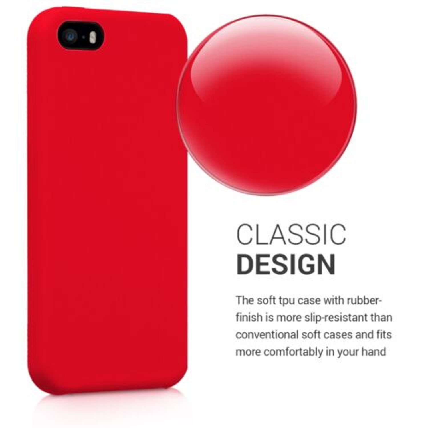 Husa pentru Apple iPhone 5/iPhone 5s/iPhone SE, Silicon, Rosu, 42766.09 fotografia produsului View 4 L