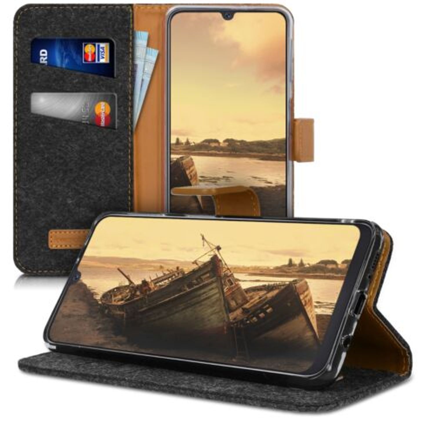 Husa pentru Samsung Galaxy A50, Textil, Gri, 48658.19 fotografia produsului View 5 L
