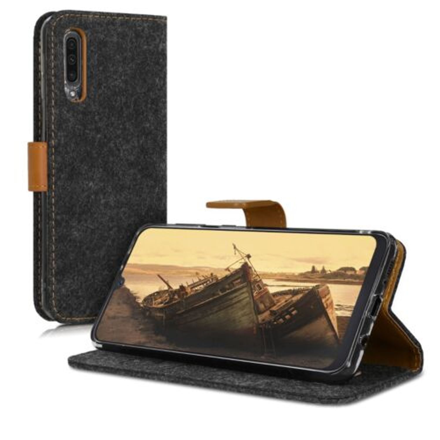 Husa pentru Samsung Galaxy A50, Textil, Gri, 48658.19 fotografia produsului View 2 L