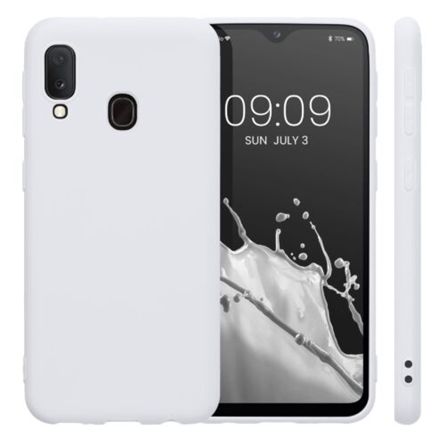 Husa Kwmobile pentru Samsung Galaxy A20e, Silicon, Alb, 48738.48 fotografia produsului