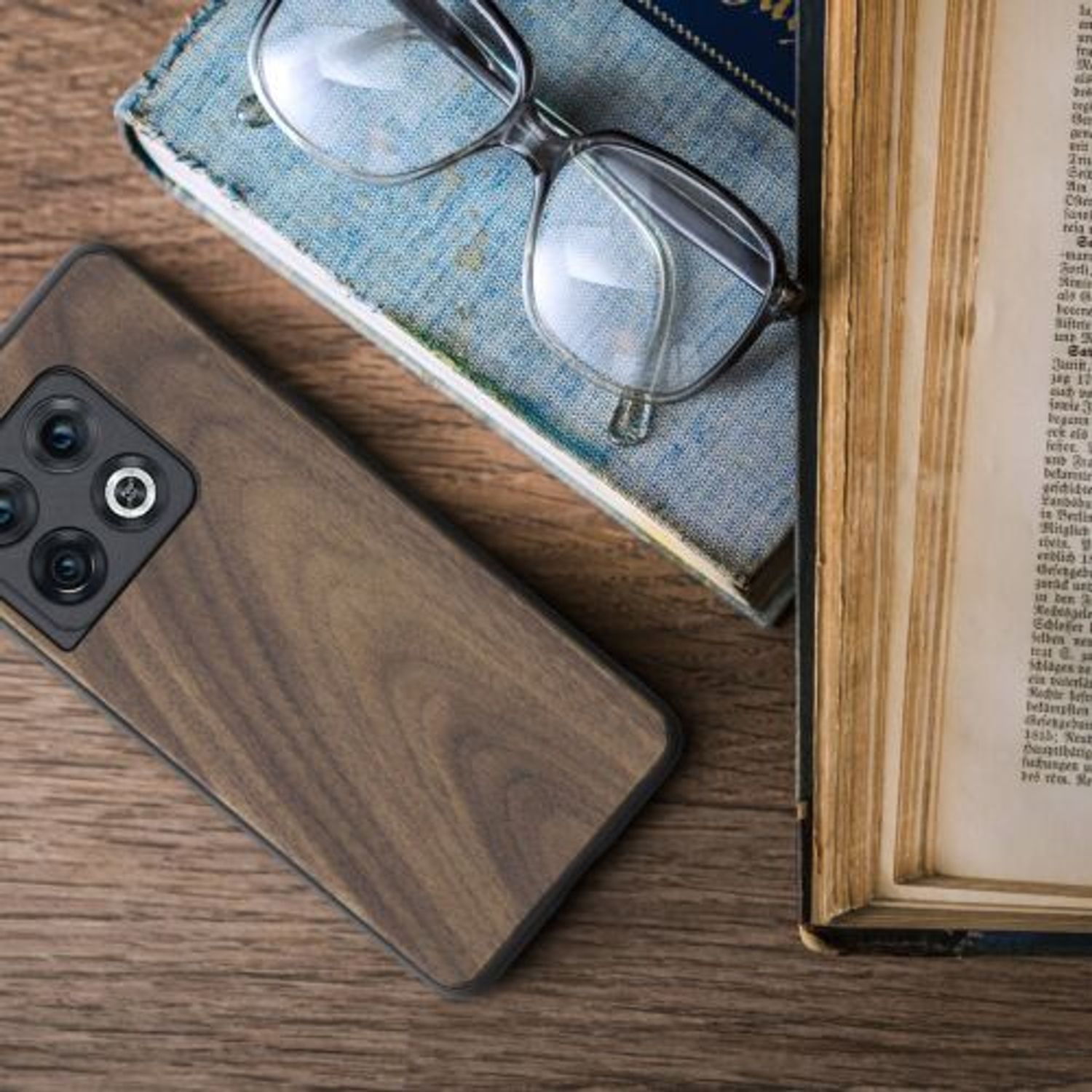 Husa Kwmobile pentru OnePlus 10 Pro, Lemn, Maro, 57461.18 fotografia produsului View 3 L