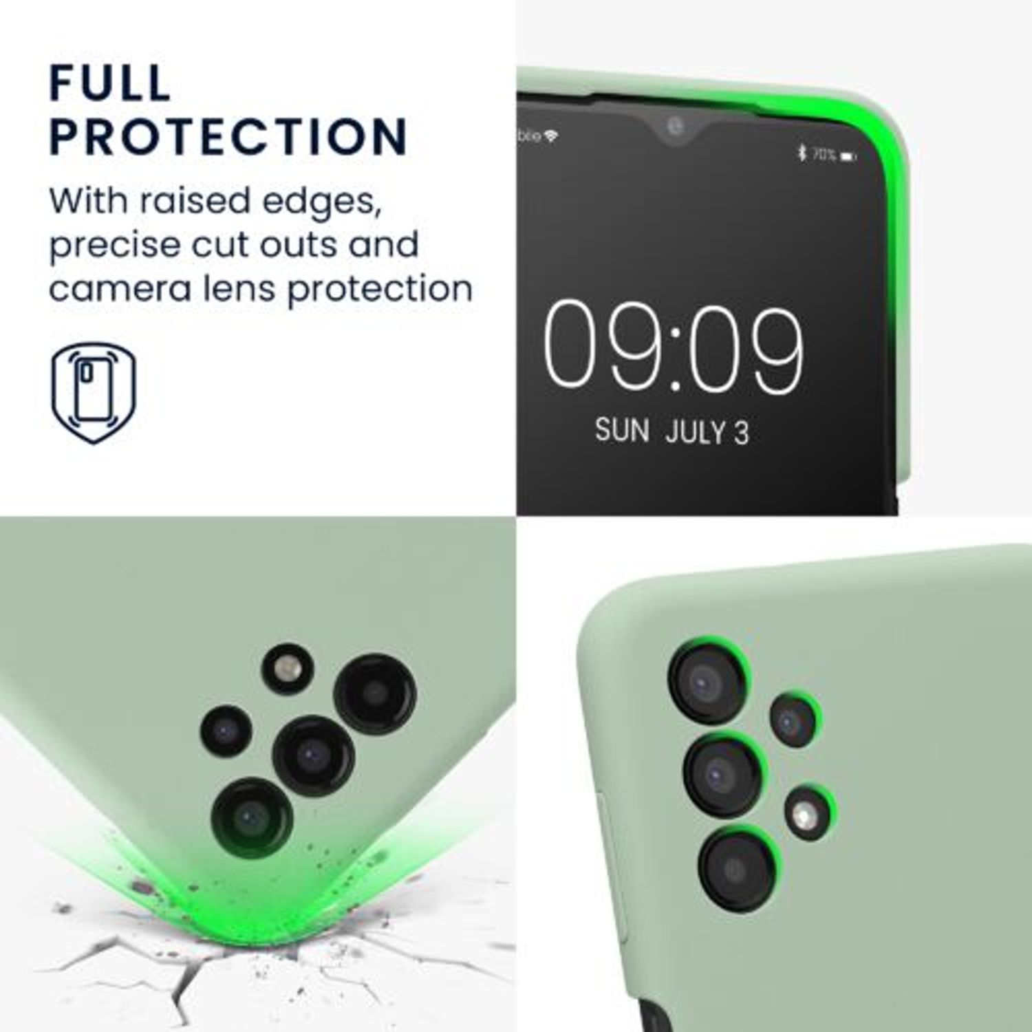 Husa Kwmobile pentru Samsung Galaxy A13, Silicon, Verde, 57832.172 fotografia produsului View 3 L