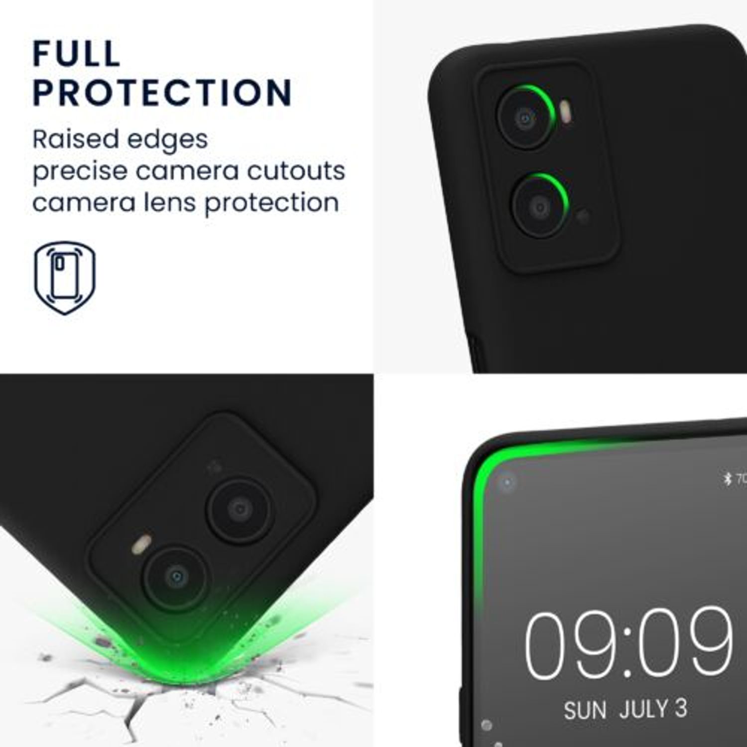 Husa Kwmobile pentru OPPO A76/A96, Silicon, Negru, 59147.01 fotografia produsului View 3 L