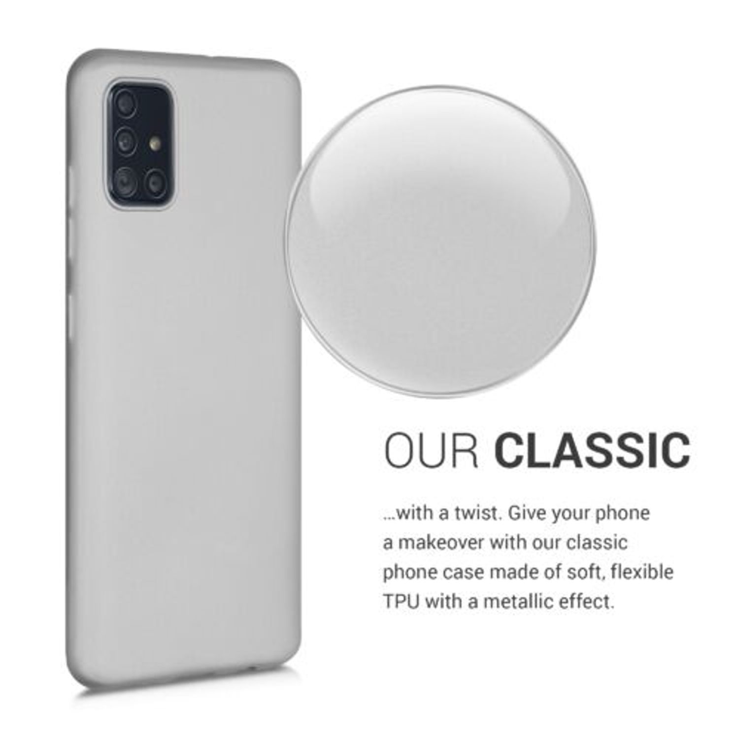 Husa pentru Samsung Galaxy A51, Silicon, Silver, 51201.67 fotografia produsului View 4 L