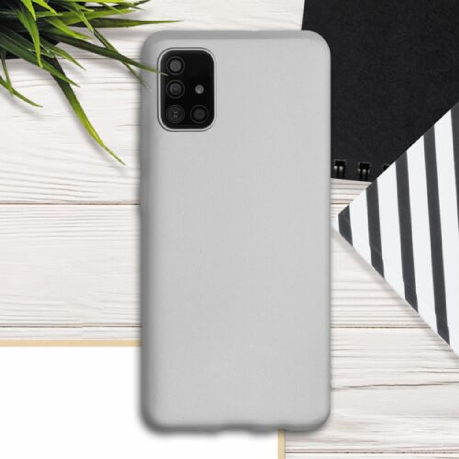 Husa pentru Samsung Galaxy A51, Silicon, Silver, 51201.67 fotografia produsului View 3 L