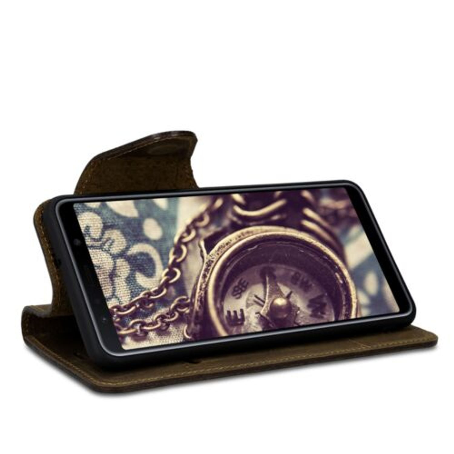 Husa pentru Samsung Galaxy A7 (2018), Piele naturala, Maro, 47117.02 fotografia produsului View 9 L