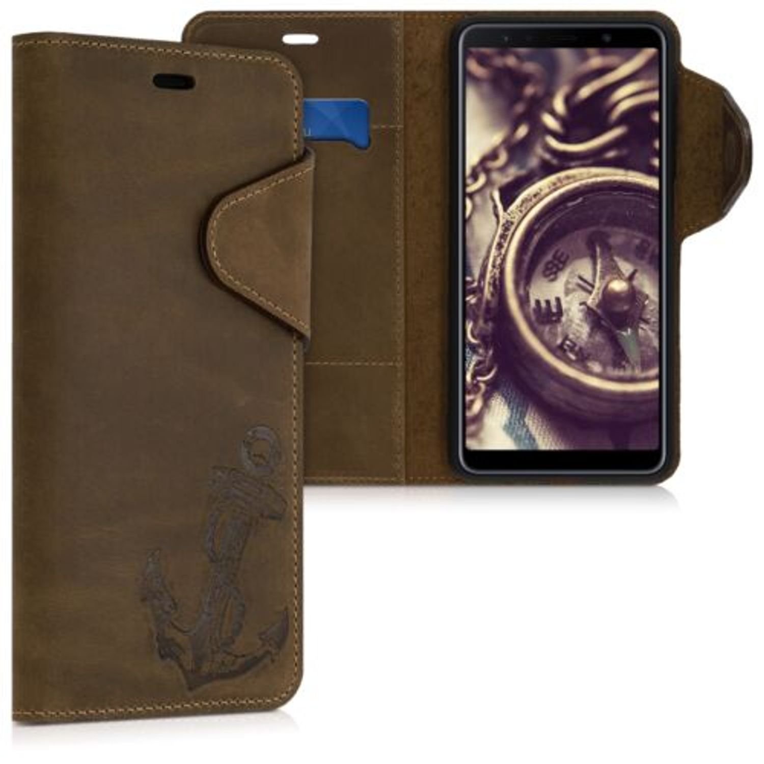 Husa pentru Samsung Galaxy A7 (2018), Piele naturala, Maro, 47117.02 fotografia produsului