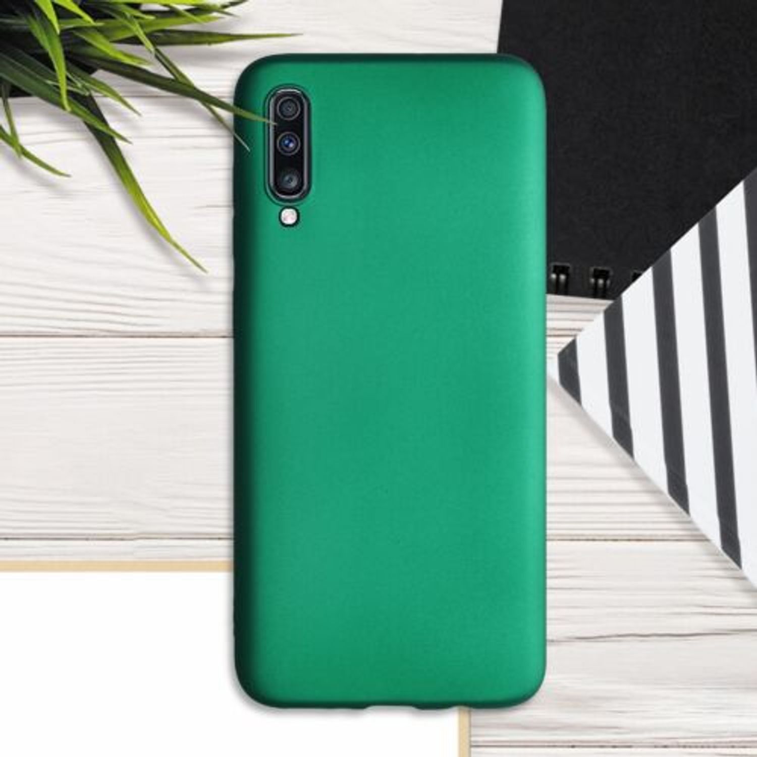 Husa pentru Samsung Galaxy A70, Silicon, Verde, 48430.170 fotografia produsului View 3 L