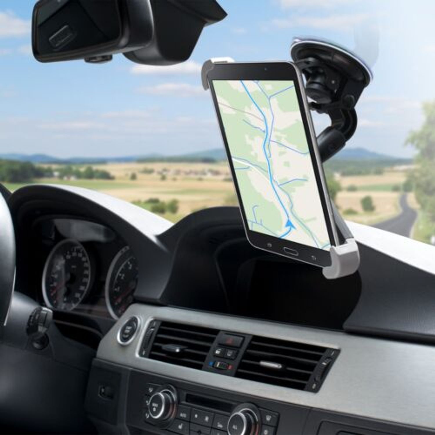 Suport auto universal pentru tableta 7-8", Kwmobile, Negru/Gri, Plastic, 23752.1 fotografia produsului View 6 L