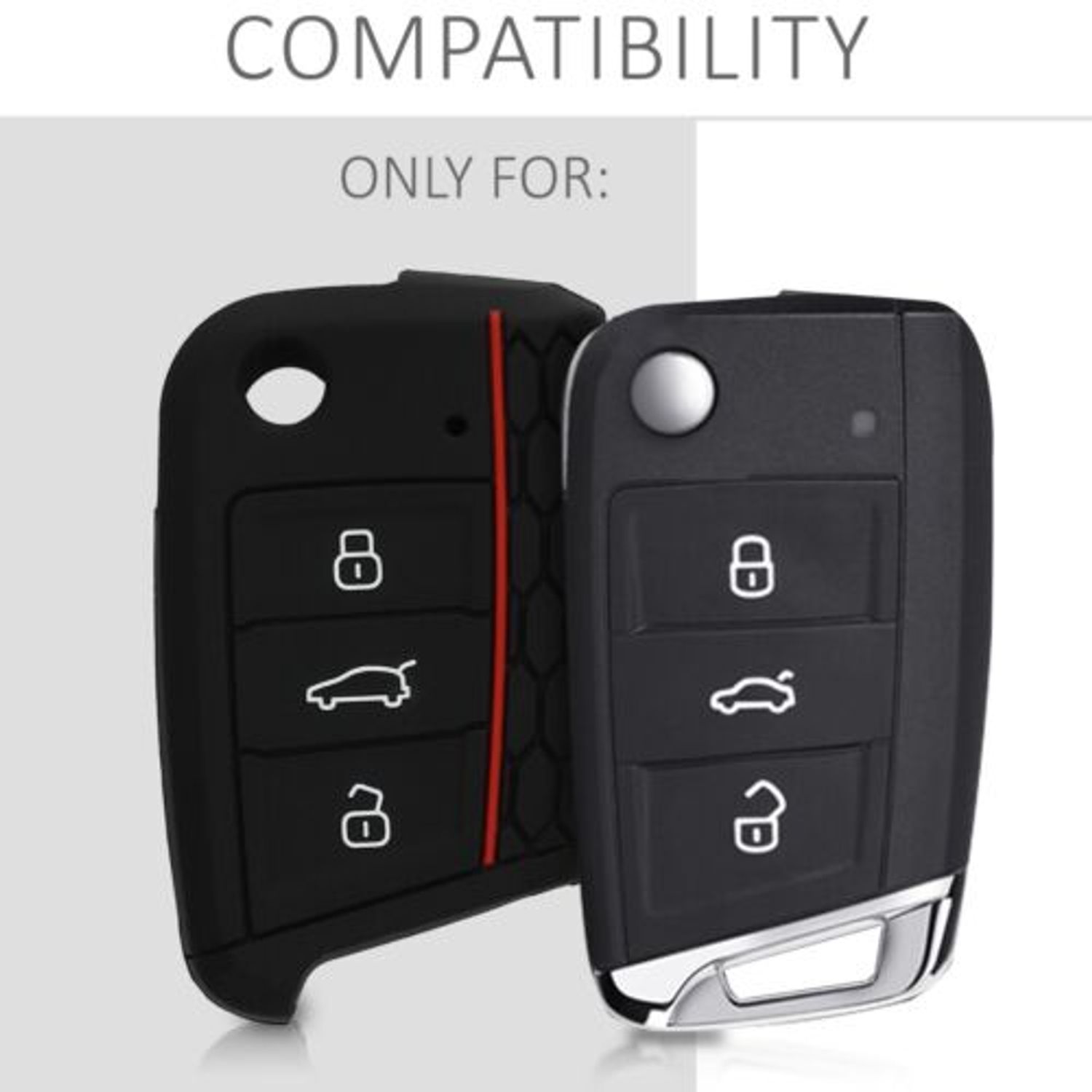 Husa Cheie Auto pentru VW, 3 Butoane, Silicon, Negru, 42888.41 fotografia produsului View 6 L