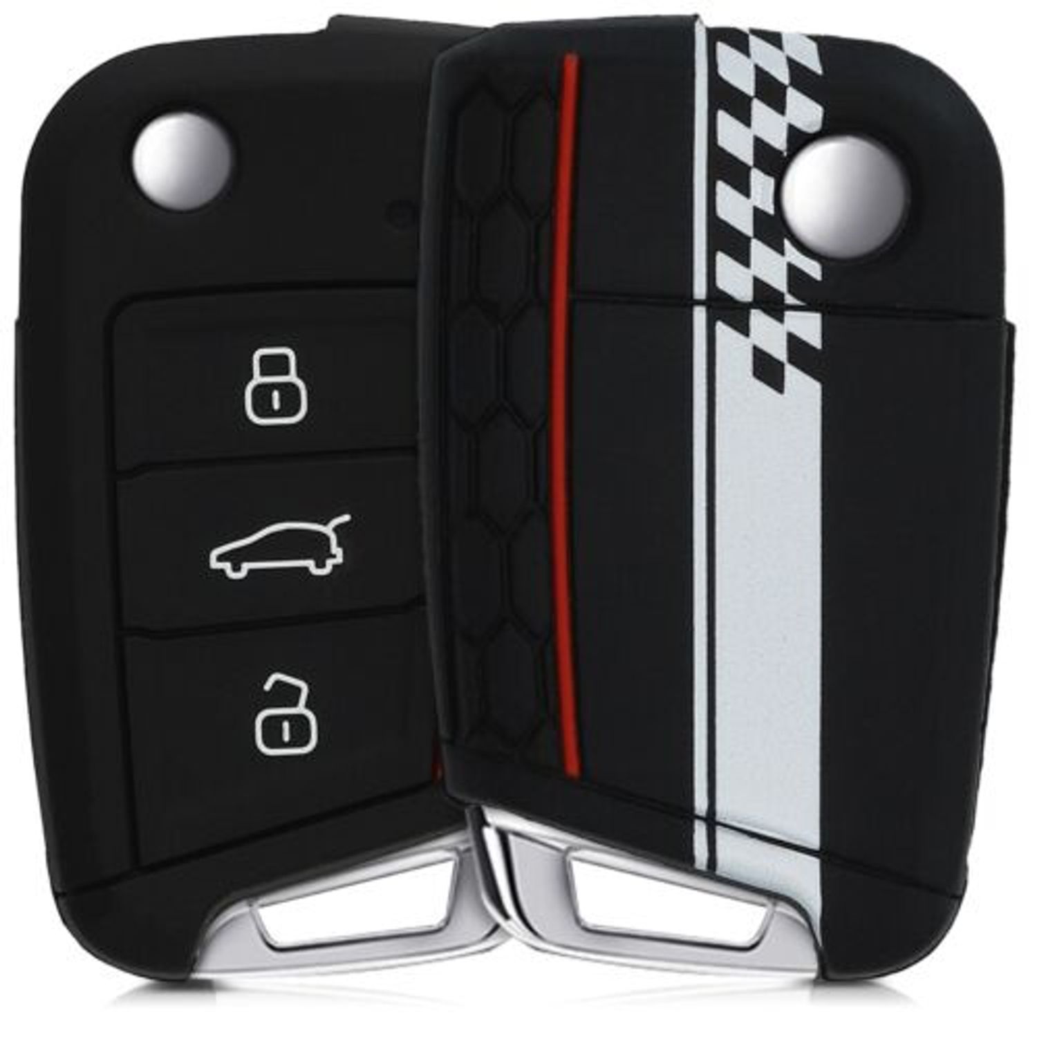 Husa Cheie Auto pentru VW, 3 Butoane, Silicon, Negru, 42888.41 fotografia produsului