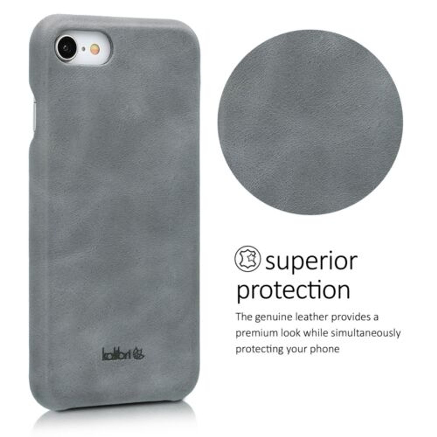 Husa pentru Apple iPhone 8/iPhone 7/iPhone SE 2, Piele naturala, Gri, 39345.19 fotografia produsului View 4 L
