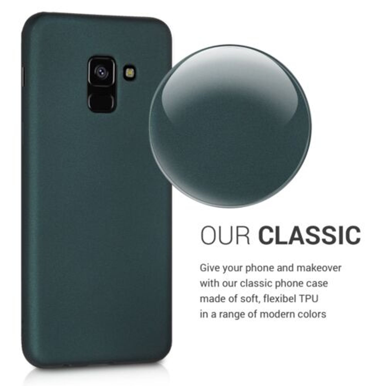 Husa pentru Samsung Galaxy A8 (2018), Silicon, Verde, 45634.14 fotografia produsului View 4 L