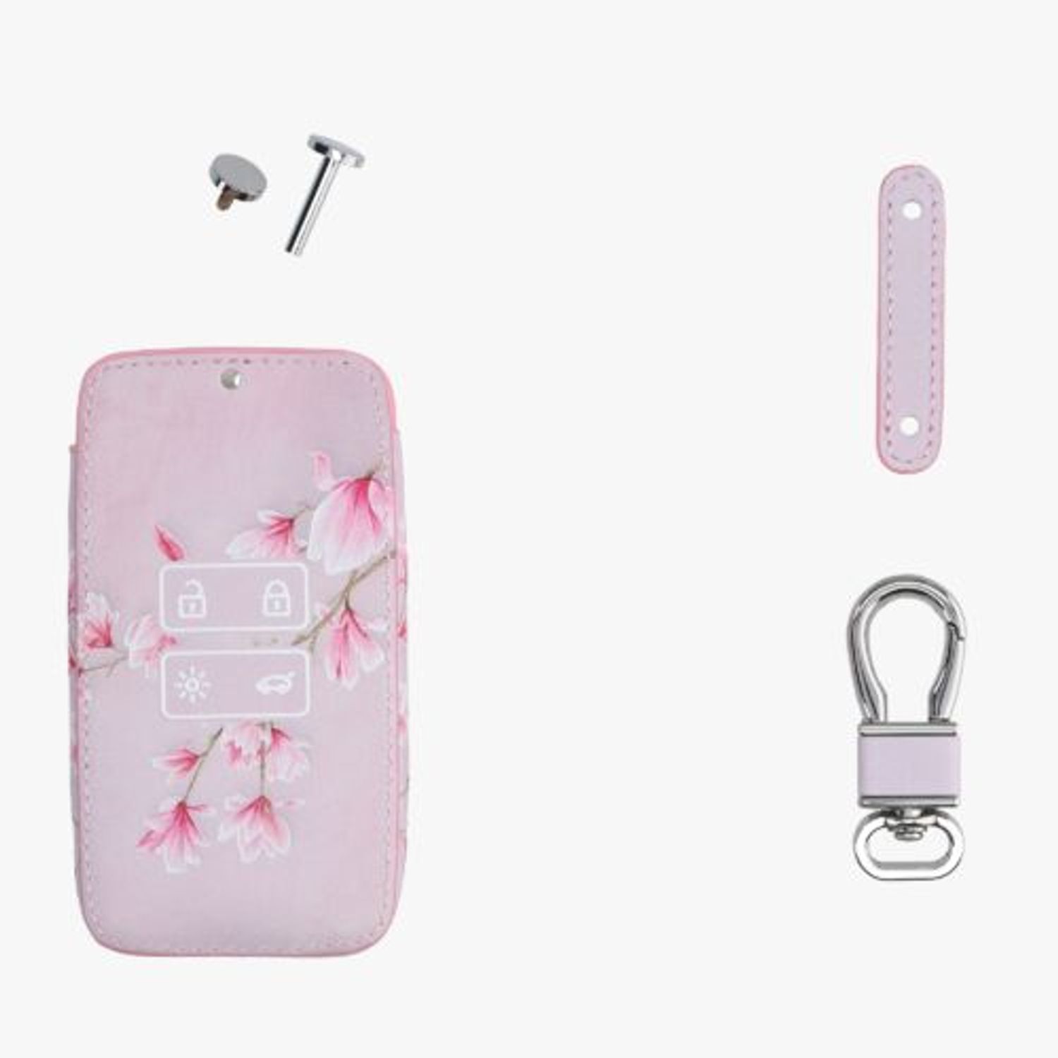 Husa Cheie Auto pentru Renault/Dacia, 4 Butoane, Keyless Go, Kwmobile, Piele ecologica, Roz, 44637.48 fotografia produsului View 5 L