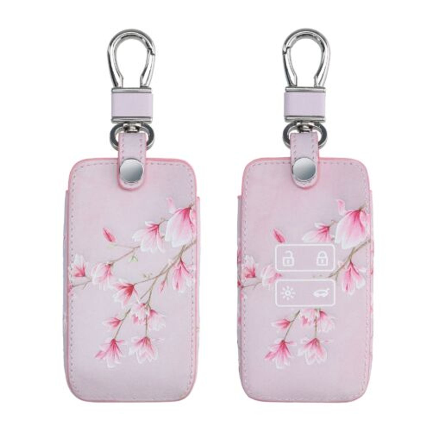 Husa Cheie Auto pentru Renault/Dacia, 4 Butoane, Keyless Go, Kwmobile, Piele ecologica, Roz, 44637.48 fotografia produsului