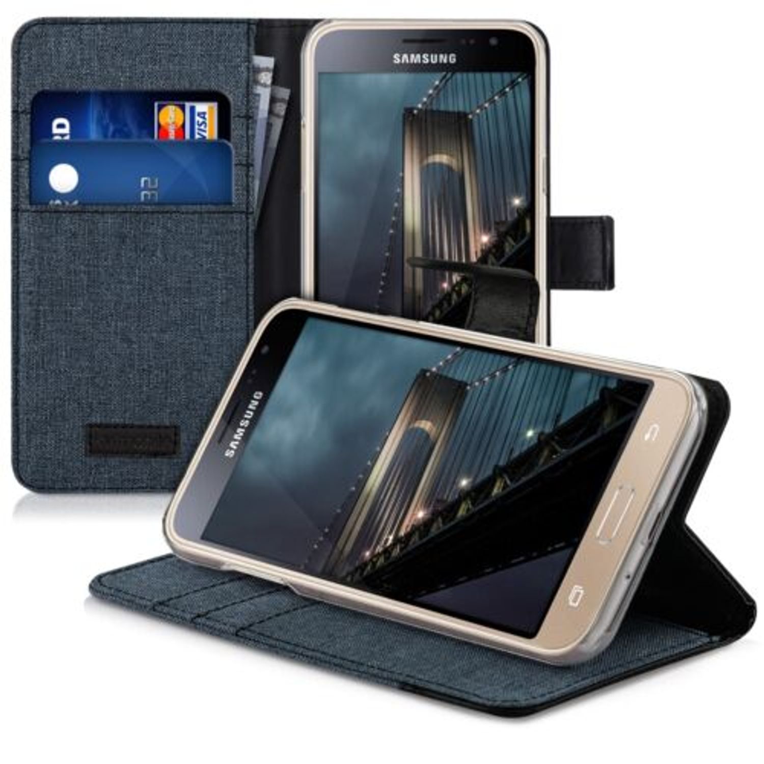 Husa pentru Samsung Galaxy J3 (2016), Textil, Albastru, 38157.17 fotografia produsului View 5 L