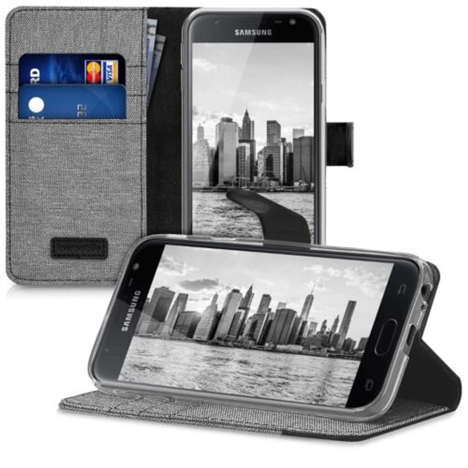 Husa pentru Samsung Galaxy J3 (2017), Textil, Gri, 41030.22 fotografia produsului View 3 L