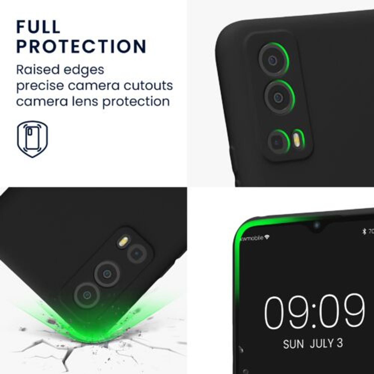 Husa Kwmobile pentru Vivo Y72 5G, Silicon, Negru, 59095.01 fotografia produsului View 3 L