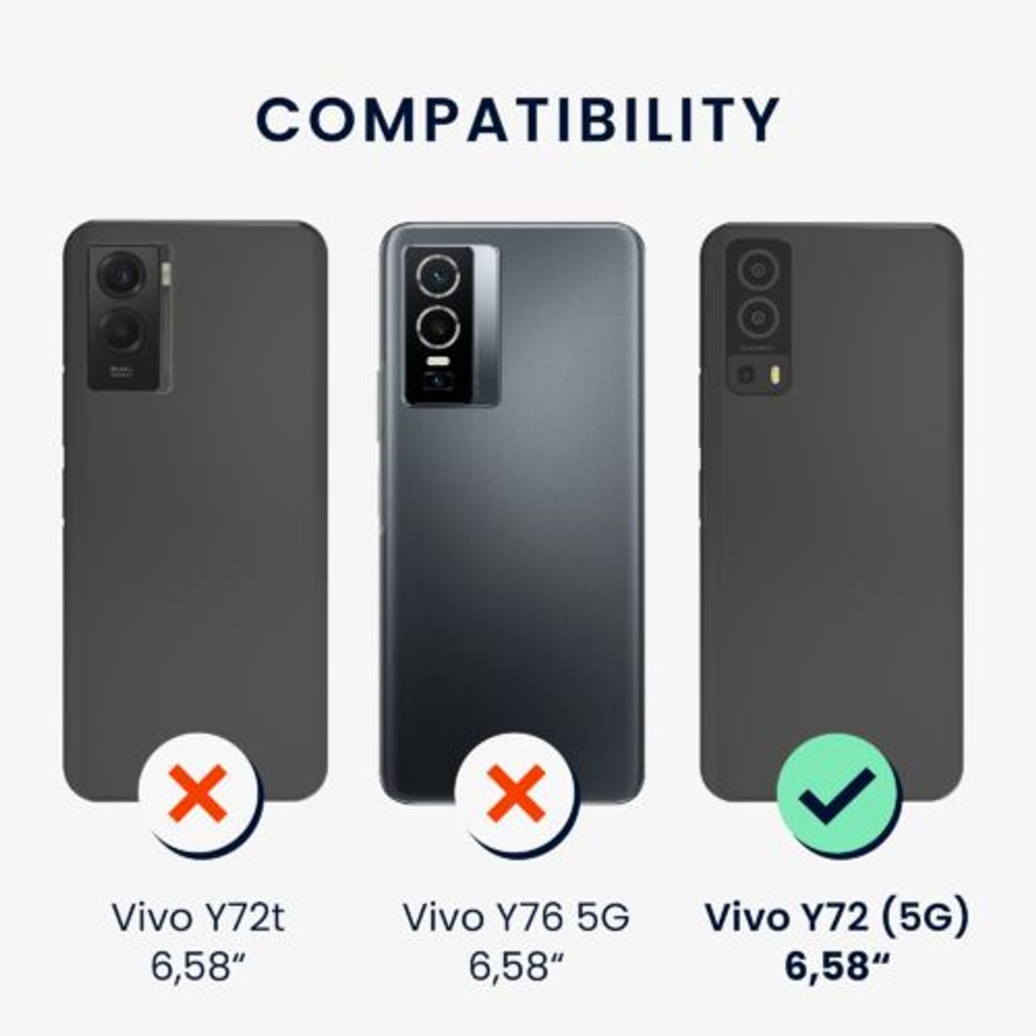 Husa Kwmobile pentru Vivo Y72 5G, Silicon, Negru, 59095.01 fotografia produsului View 5 L