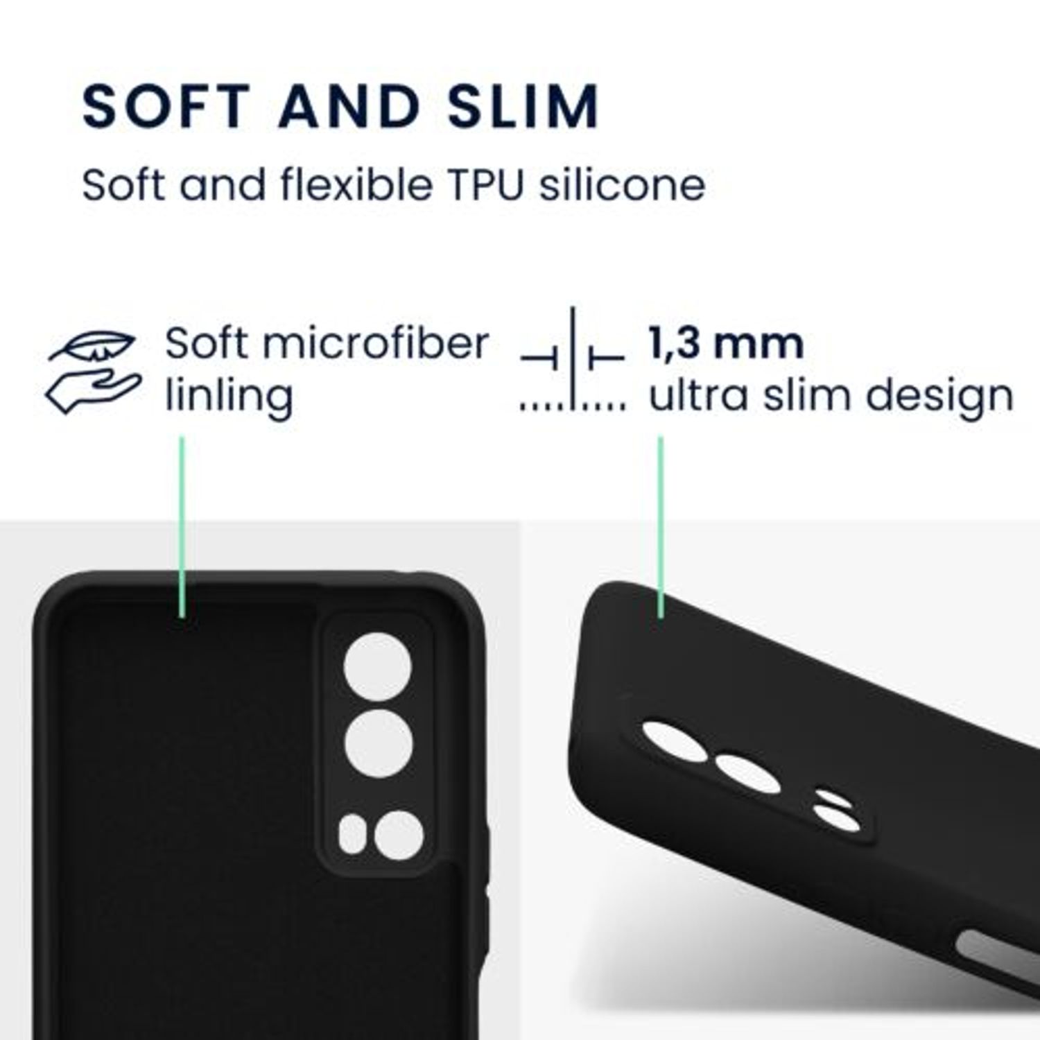 Husa Kwmobile pentru Vivo Y72 5G, Silicon, Negru, 59095.01 fotografia produsului View 2 L