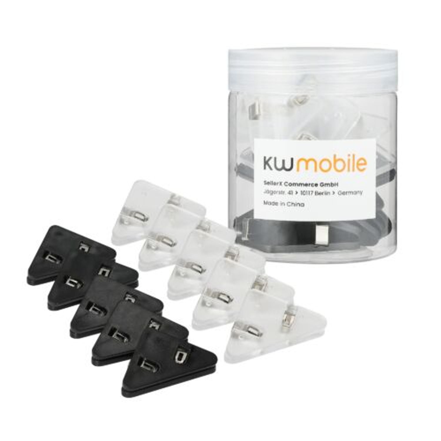 Set 10 Clipsuri pentru documente, Kwmobile, Negru/Transparent, Plastic, 58941.02 fotografia produsului