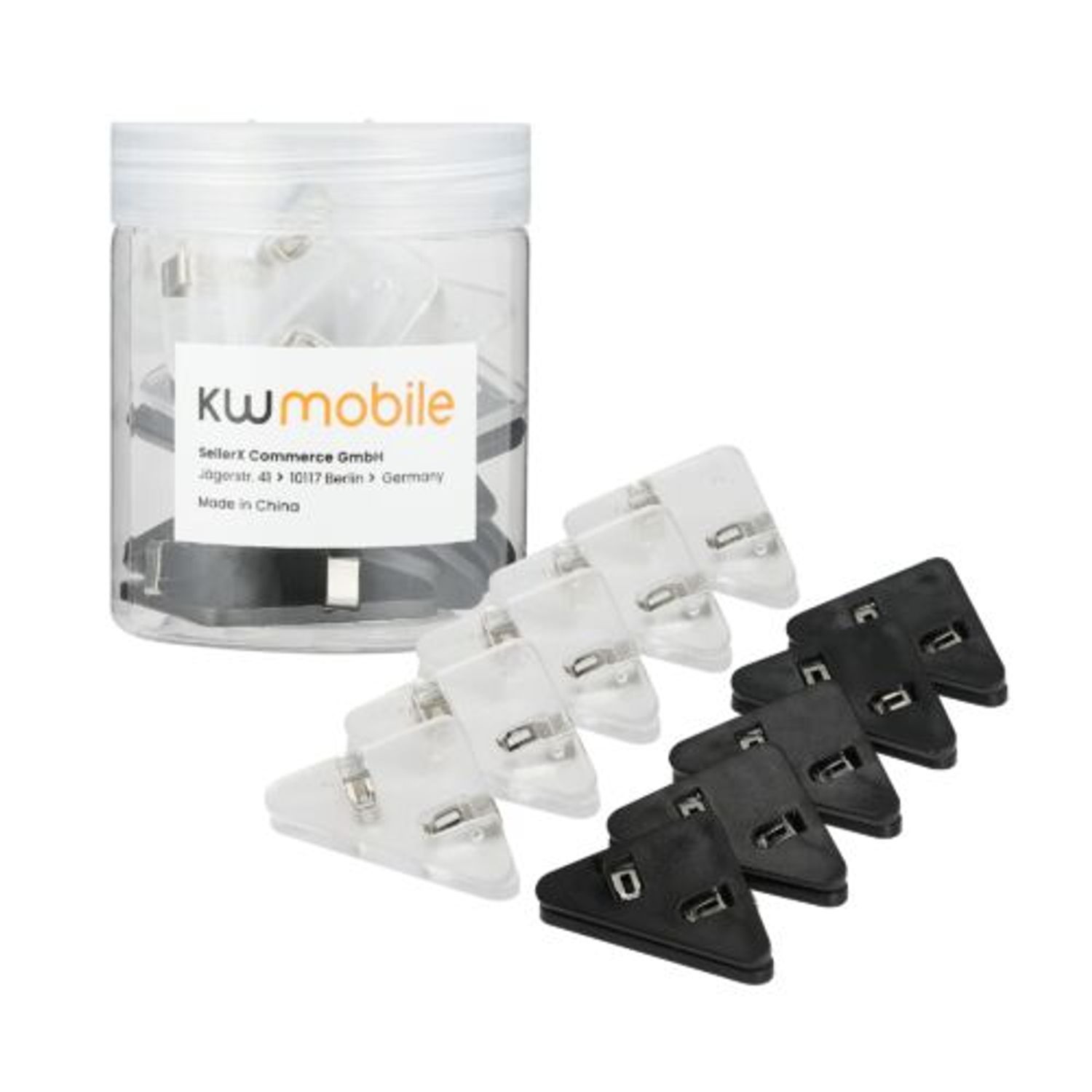 Set 10 Clipsuri pentru documente, Kwmobile, Negru/Transparent, Plastic, 58941.02 fotografia produsului View 2 L