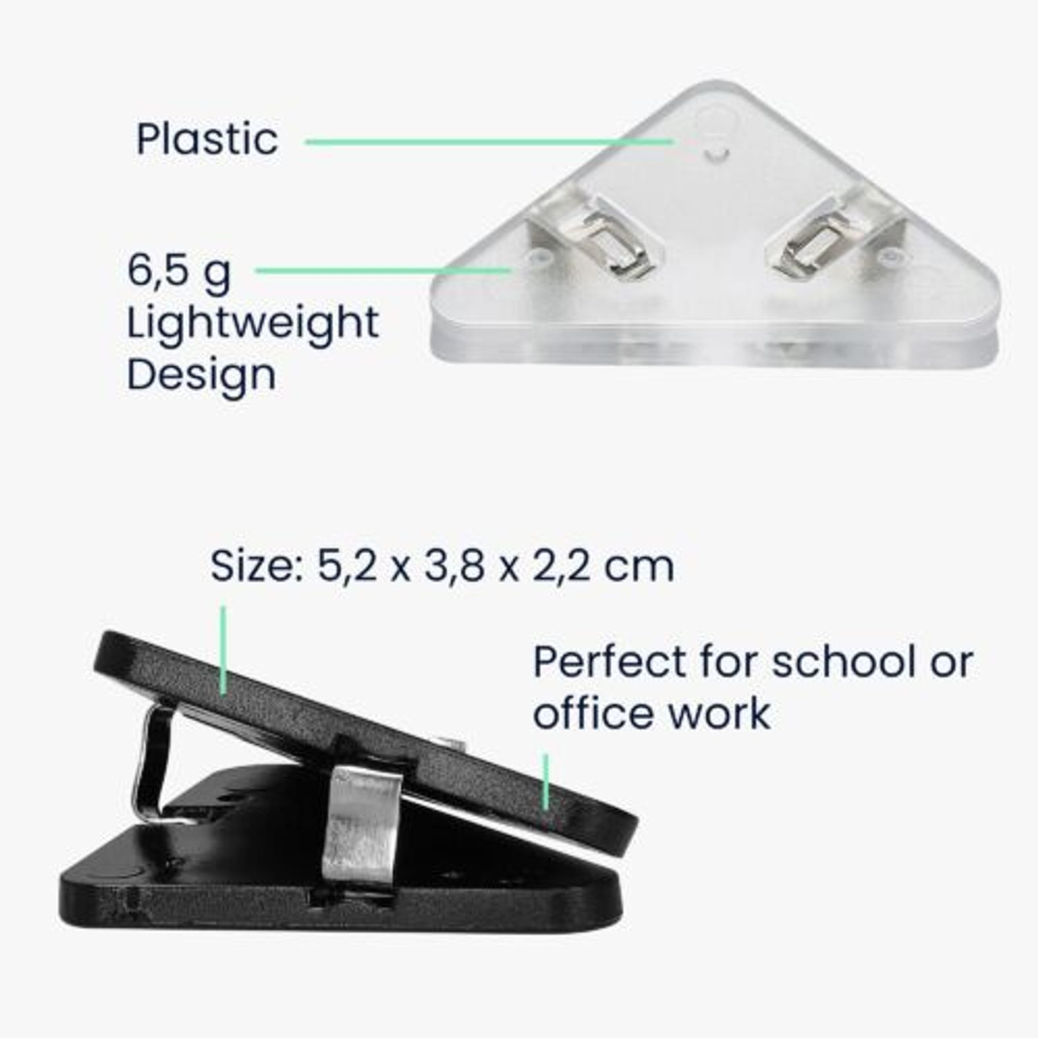 Set 10 Clipsuri pentru documente, Kwmobile, Negru/Transparent, Plastic, 58941.02 fotografia produsului View 6 L