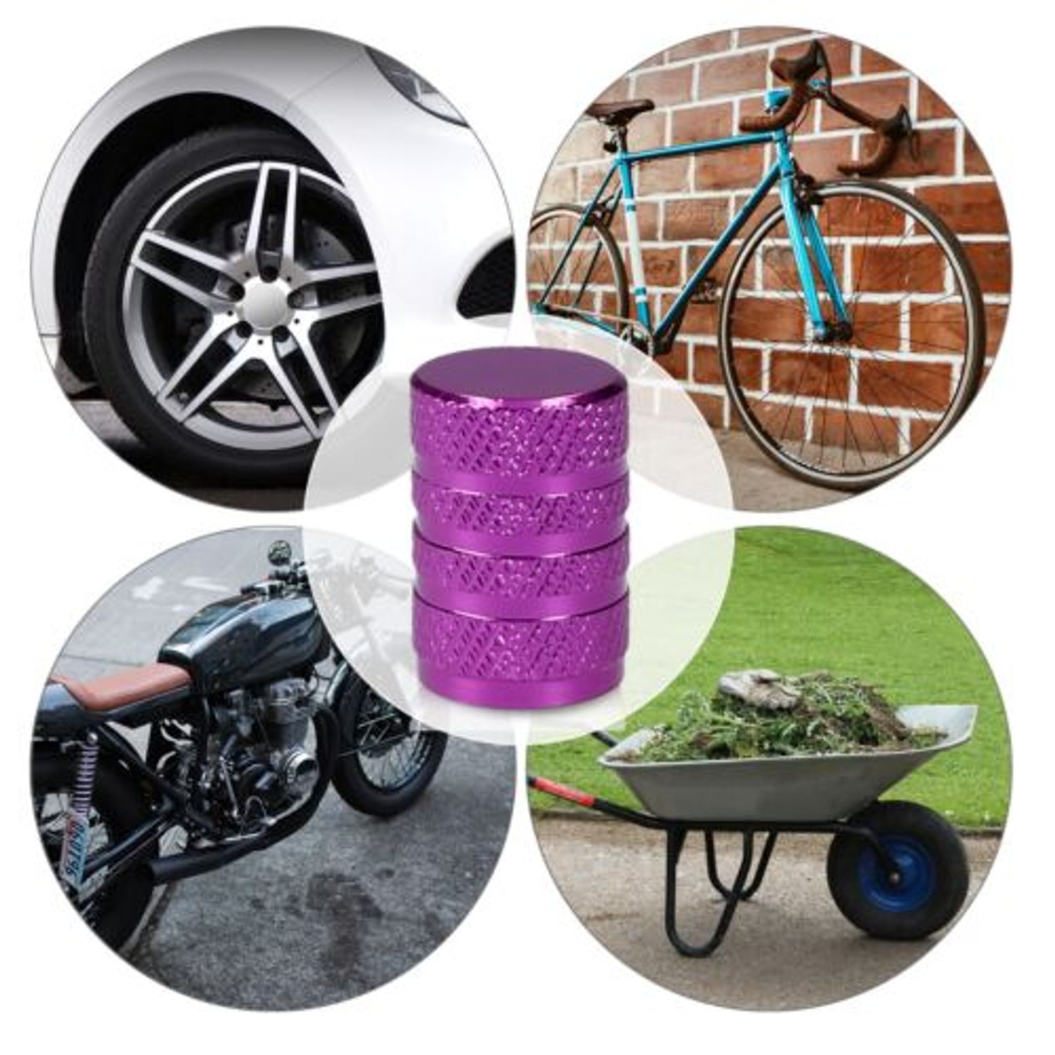Set 5 Capace pentru valva , Kwmobile, Mov, Metal, 41665.38 fotografia produsului View 7 L