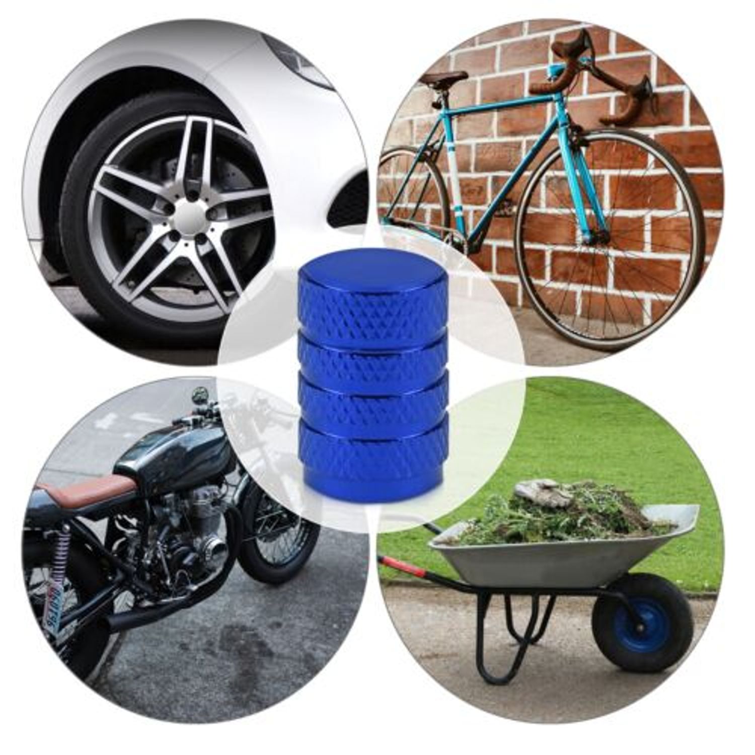 Set 5 Capace pentru valva , Kwmobile, Albastru, Metal, 41665.04 fotografia produsului View 7 L