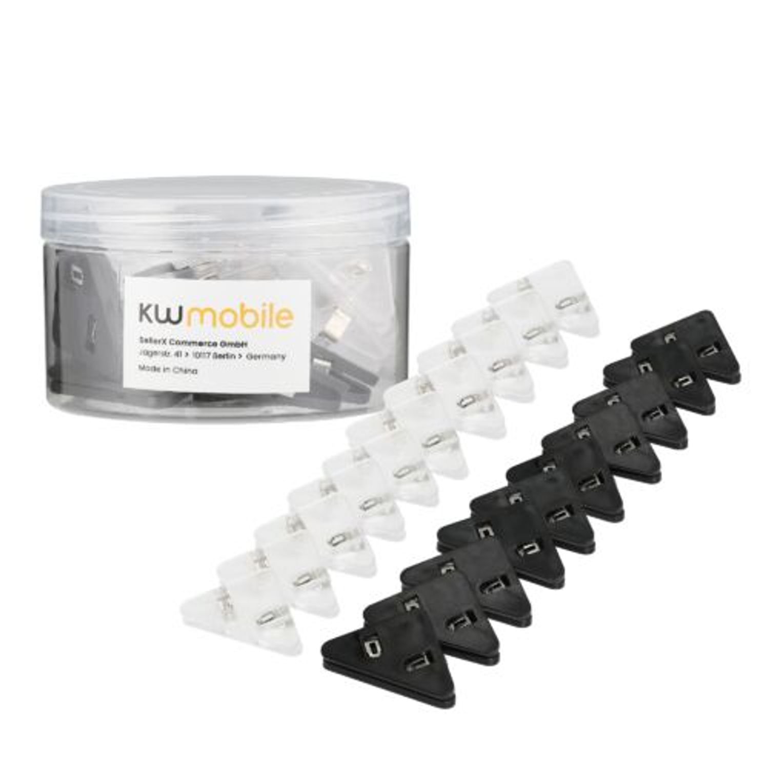 Set 20 Clipsuri pentru documente, Kwmobile, Negru/Transparent, Plastic, 58942.02 fotografia produsului View 3 L
