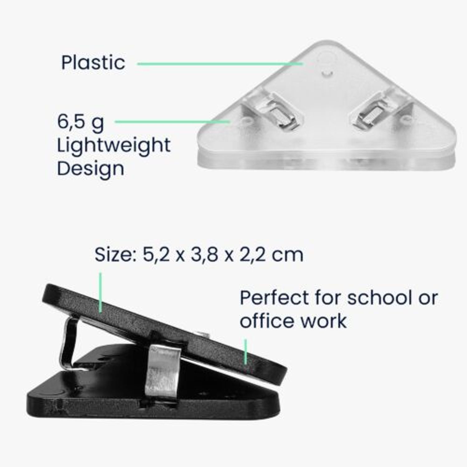 Set 20 Clipsuri pentru documente, Kwmobile, Negru/Transparent, Plastic, 58942.02 fotografia produsului View 7 L