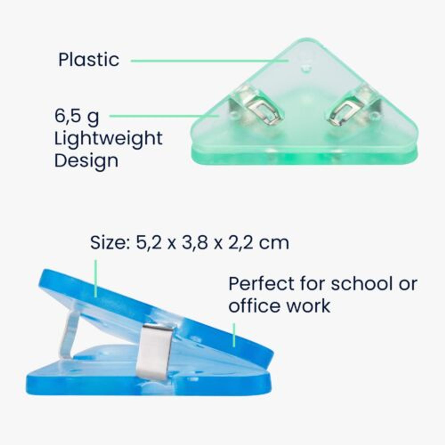 Set 10 Clipsuri pentru documente, Kwmobile, Albastru/Verde, Plastic, 58941.03 fotografia produsului View 6 L