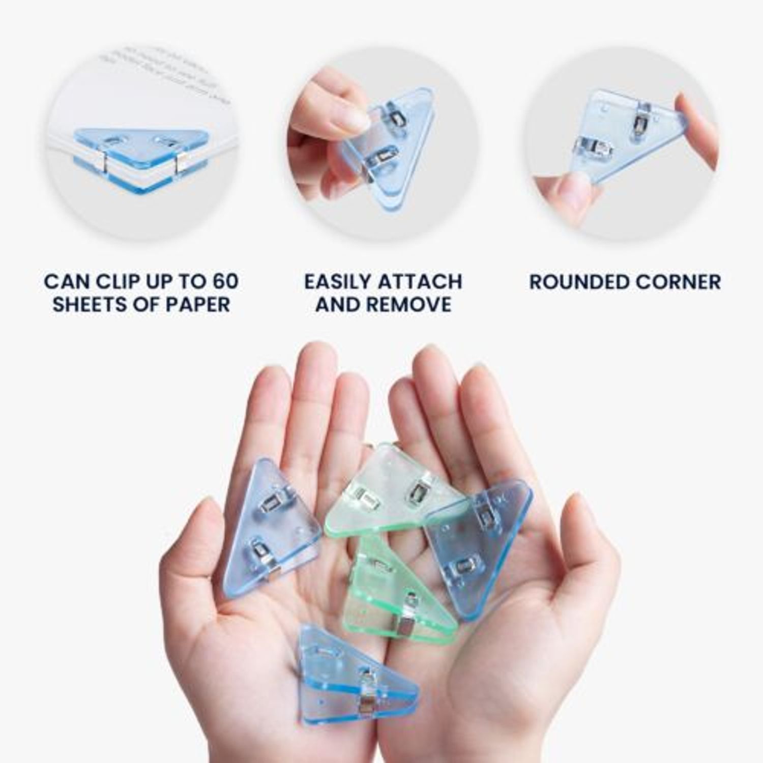 Set 10 Clipsuri pentru documente, Kwmobile, Albastru/Verde, Plastic, 58941.03 fotografia produsului View 7 L
