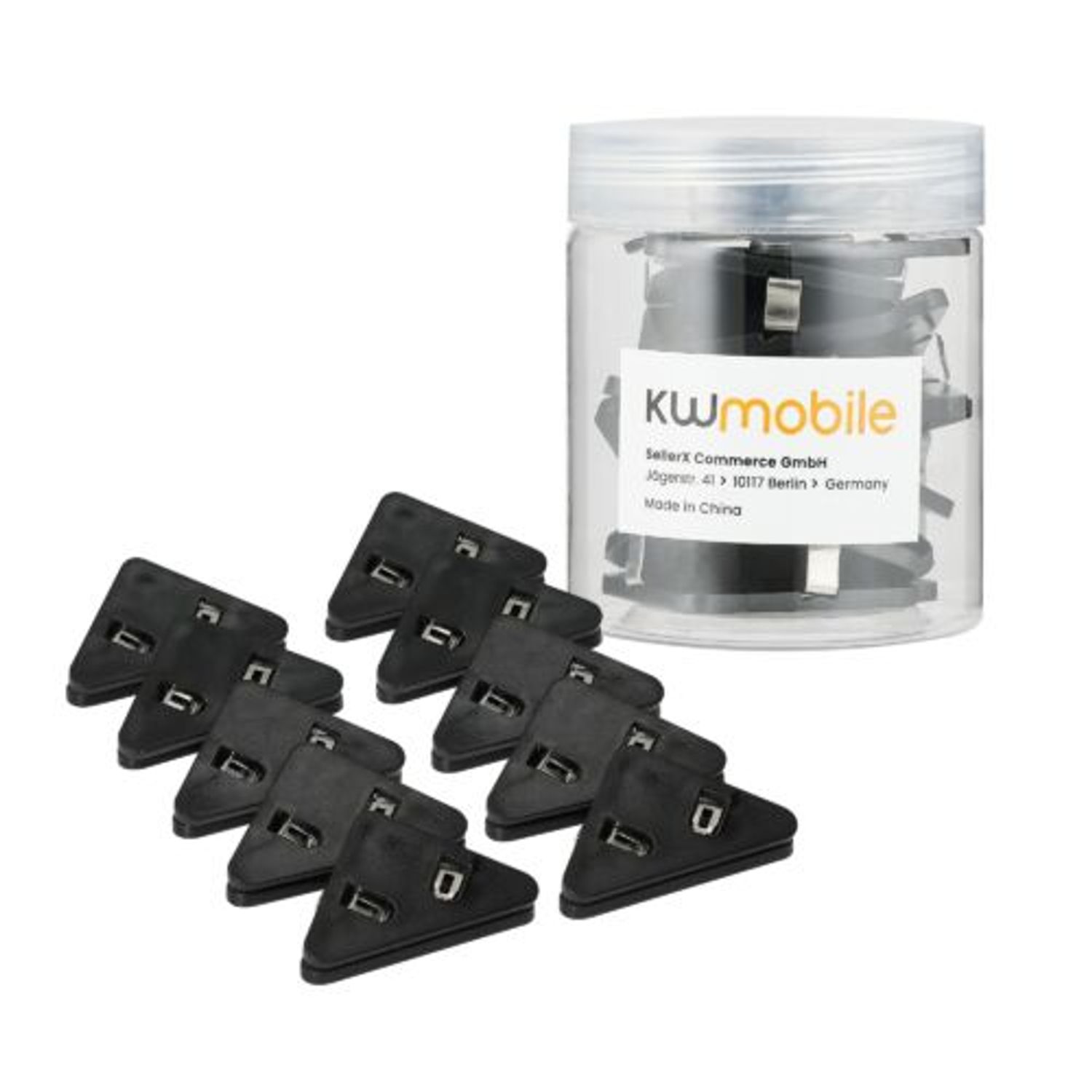 Set 10 Clipsuri pentru documente, Kwmobile, Negru, Plastic, 58941.01 fotografia produsului