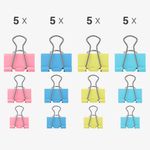 Set 60 Clipsuri pentru documente 19/25/32 mm, Kwmobile, Multicolor, Metal, 49442.16 fotografia produsului View 5 S