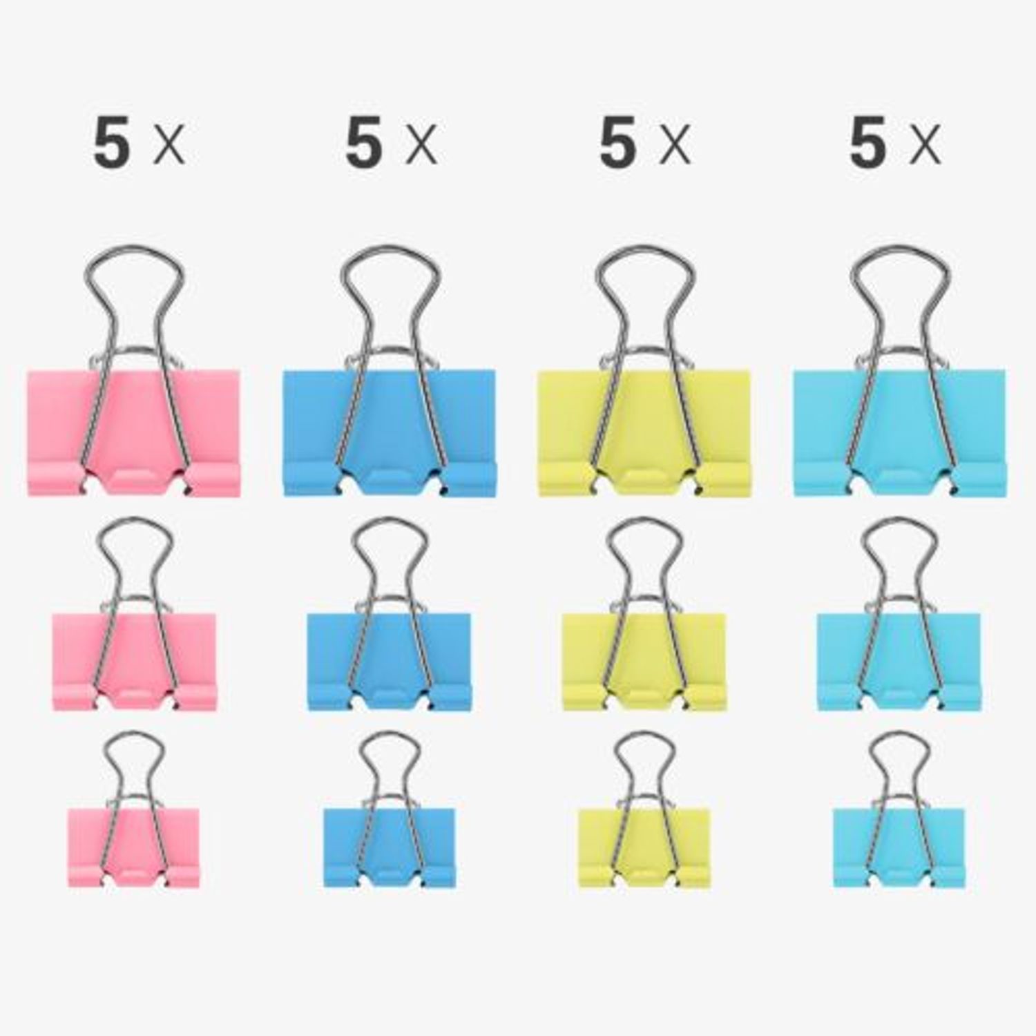 Set 60 Clipsuri pentru documente 19/25/32 mm, Kwmobile, Multicolor, Metal, 49442.16 fotografia produsului View 5 L