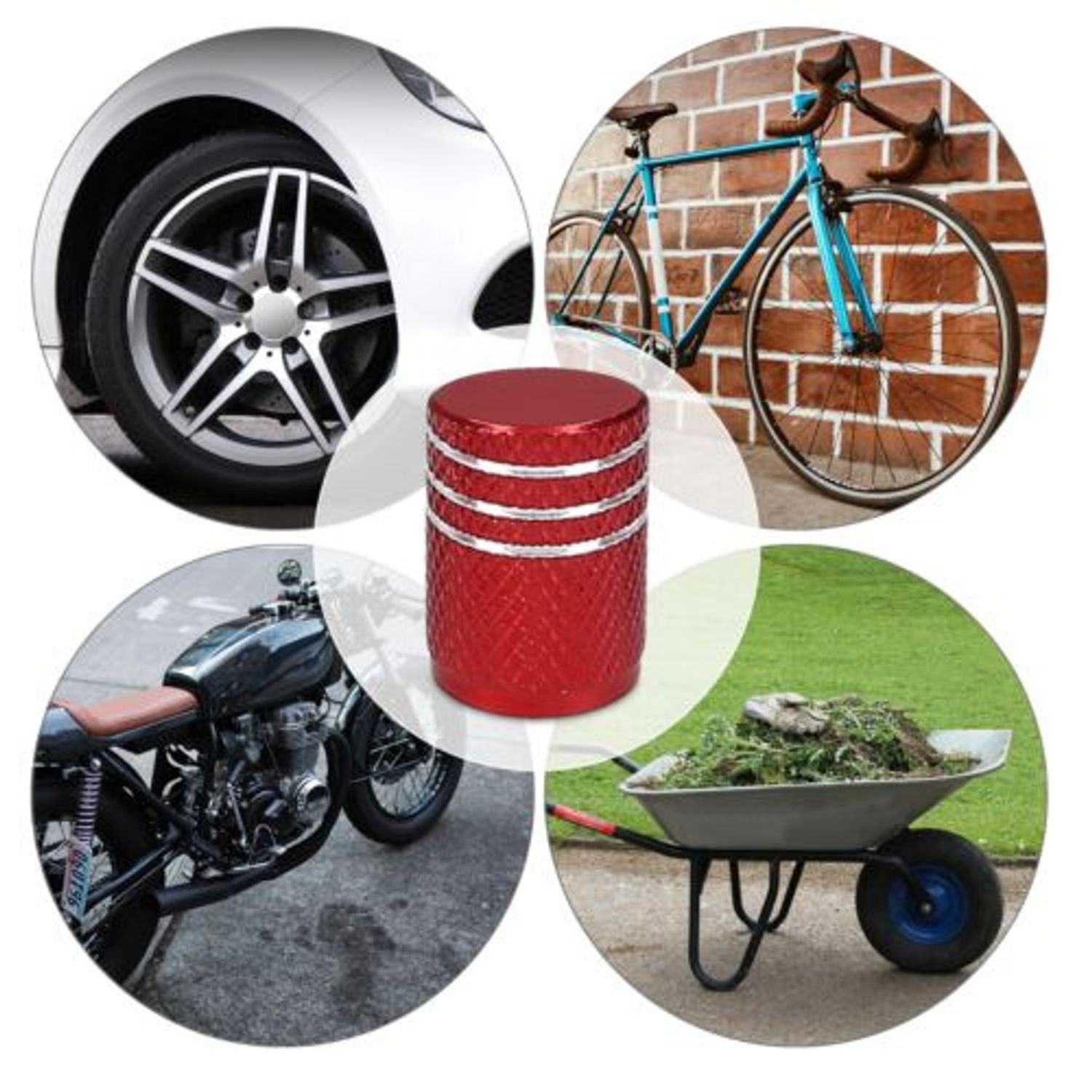 Set 5 Capace pentru valva , Kwmobile, Rosu, Metal, 41665.97 fotografia produsului View 7 L