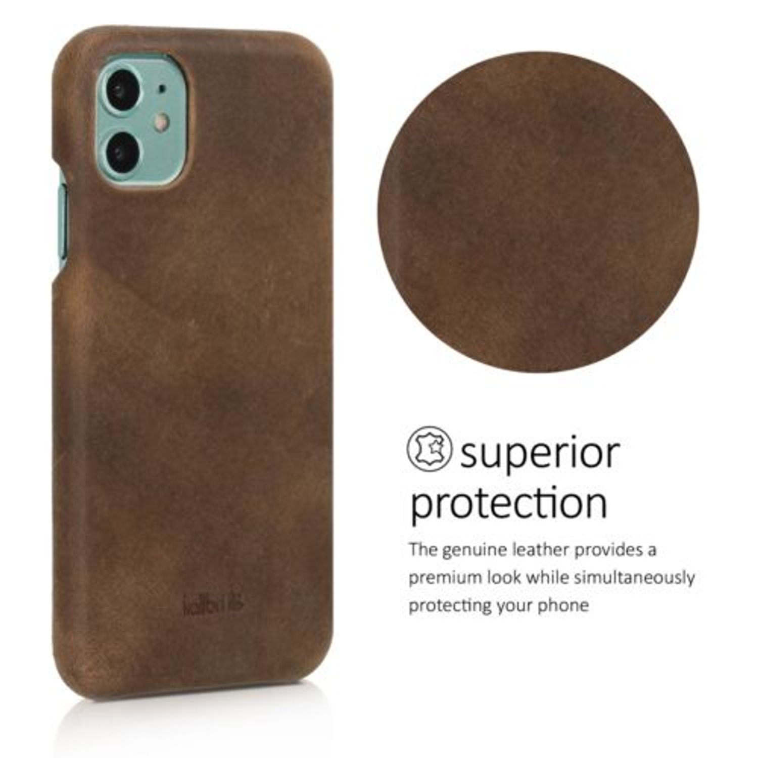 Husa pentru Apple iPhone 11, Piele naturala, Maro, 49737.05 fotografia produsului View 4 L