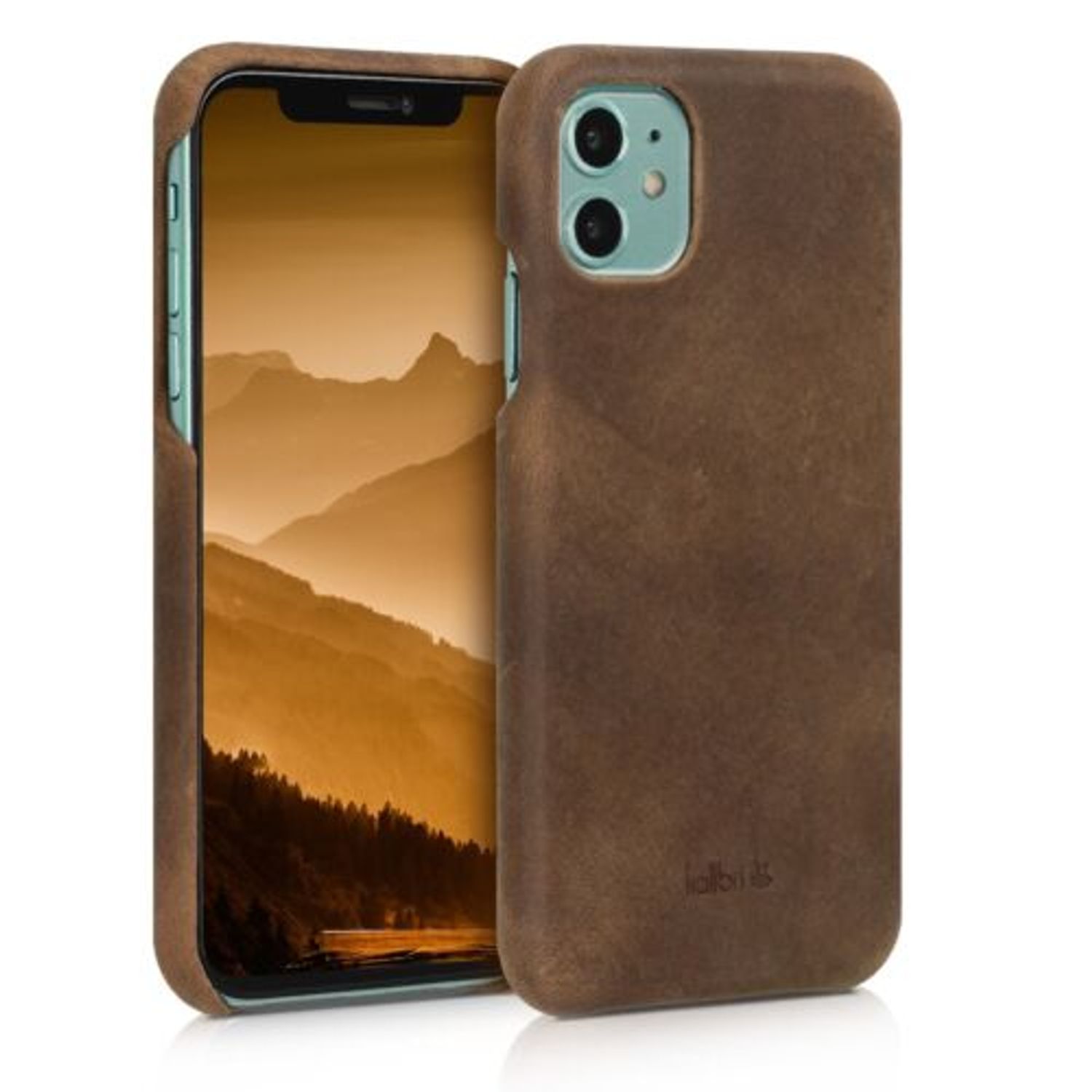 Husa pentru Apple iPhone 11, Piele naturala, Maro, 49737.05 fotografia produsului