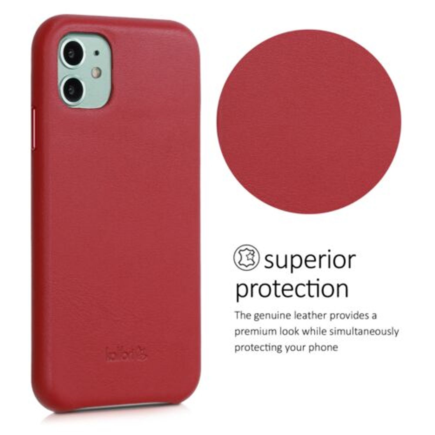 Husa pentru Apple iPhone 11, Piele naturala, Rosu, 49737.09 fotografia produsului View 4 L